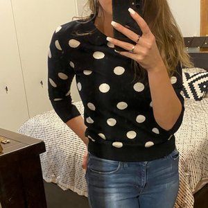 Black & White Polka Dot Sweater w/ Collar